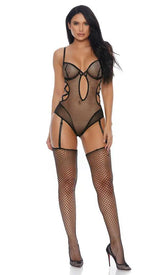 Black Fishnet Strappy Intimate Teddy Areous